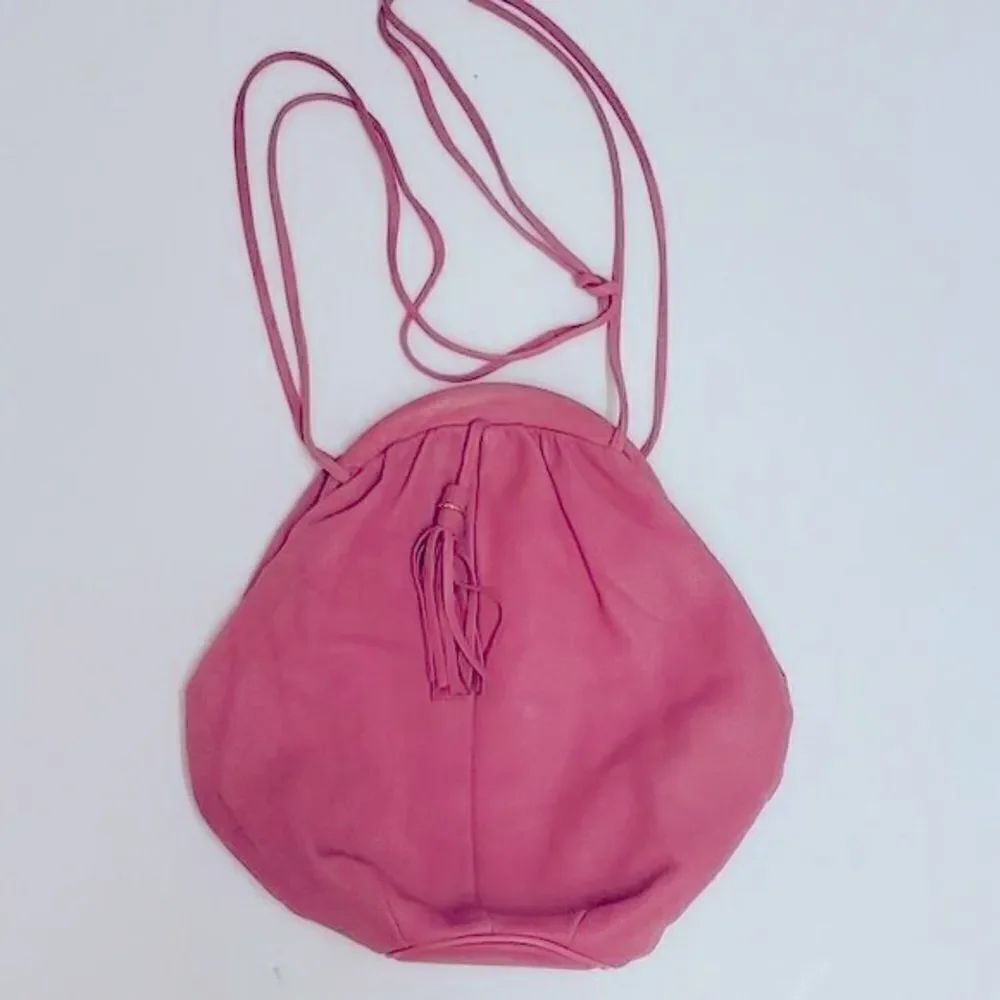 Vintage Valley Girl Pink Leather Clam Shell Crossbdy Bag A27‎